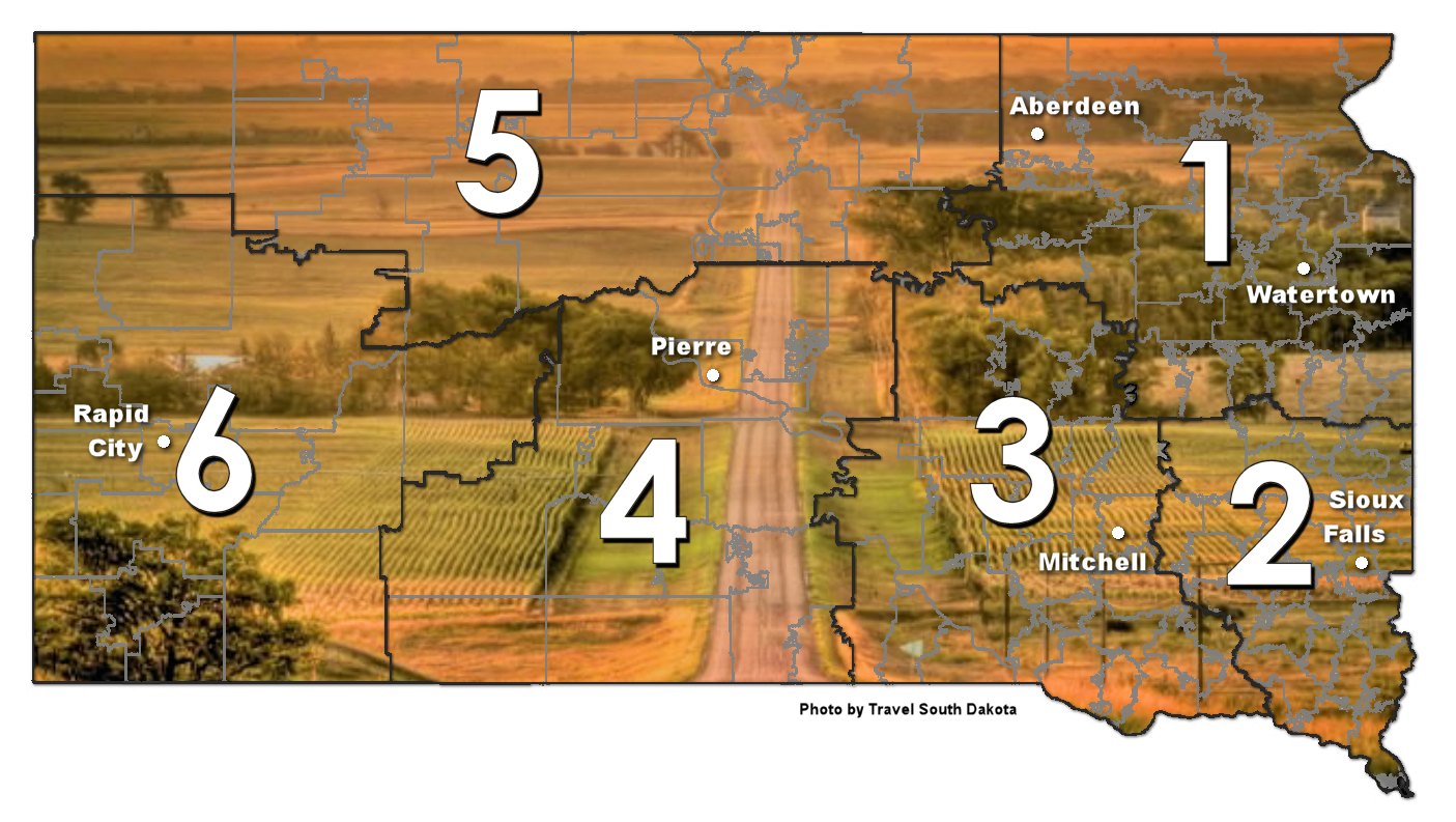 South Dakota by Region Map